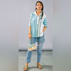 NWT Maeve By Anthropologie Striped “Alix” Oversized Boyfriend Henley
